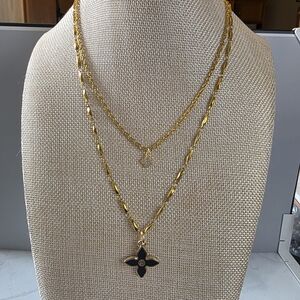 BobbieLee Layered Necklace 16" Rope 20" Link Chain Floral Charms